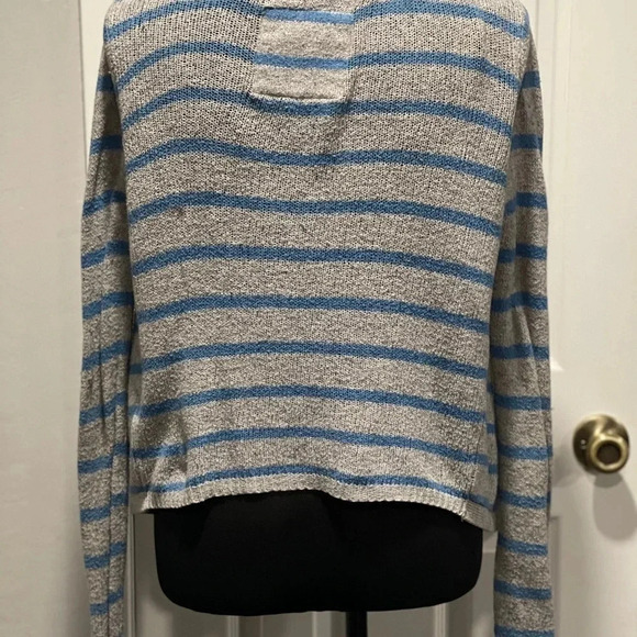 Hollister Blue and Grey Striped Open Front Cardigan Small - Picture 3 of 5